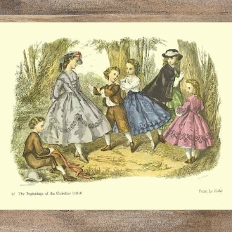 This image is of a fashion plate dated 1863